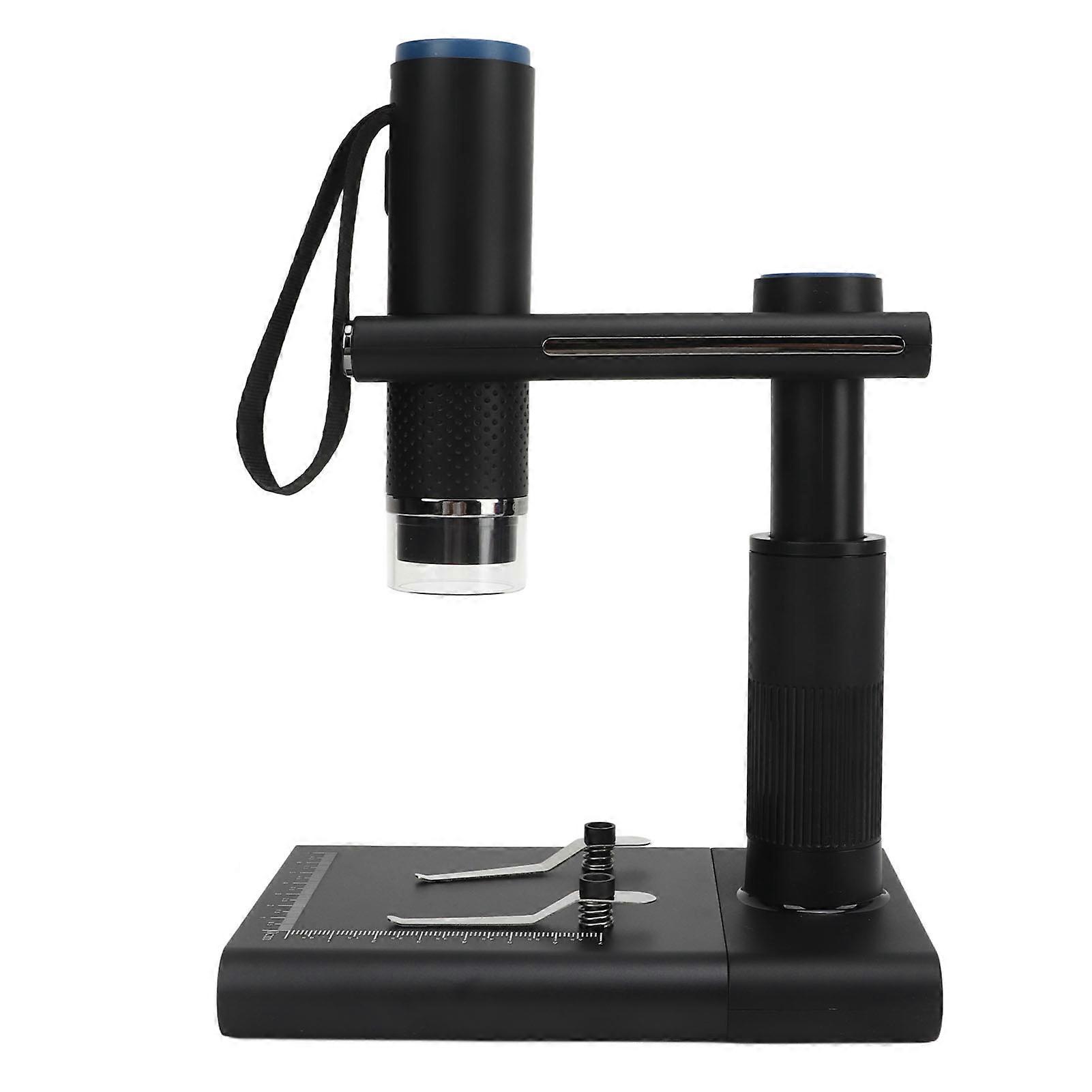 Wireless Digital Microscope 50‑1000X Magnification HD 2MP WiFi USB Microscopes Camera with 8 Adjustable LED and Stand Black 