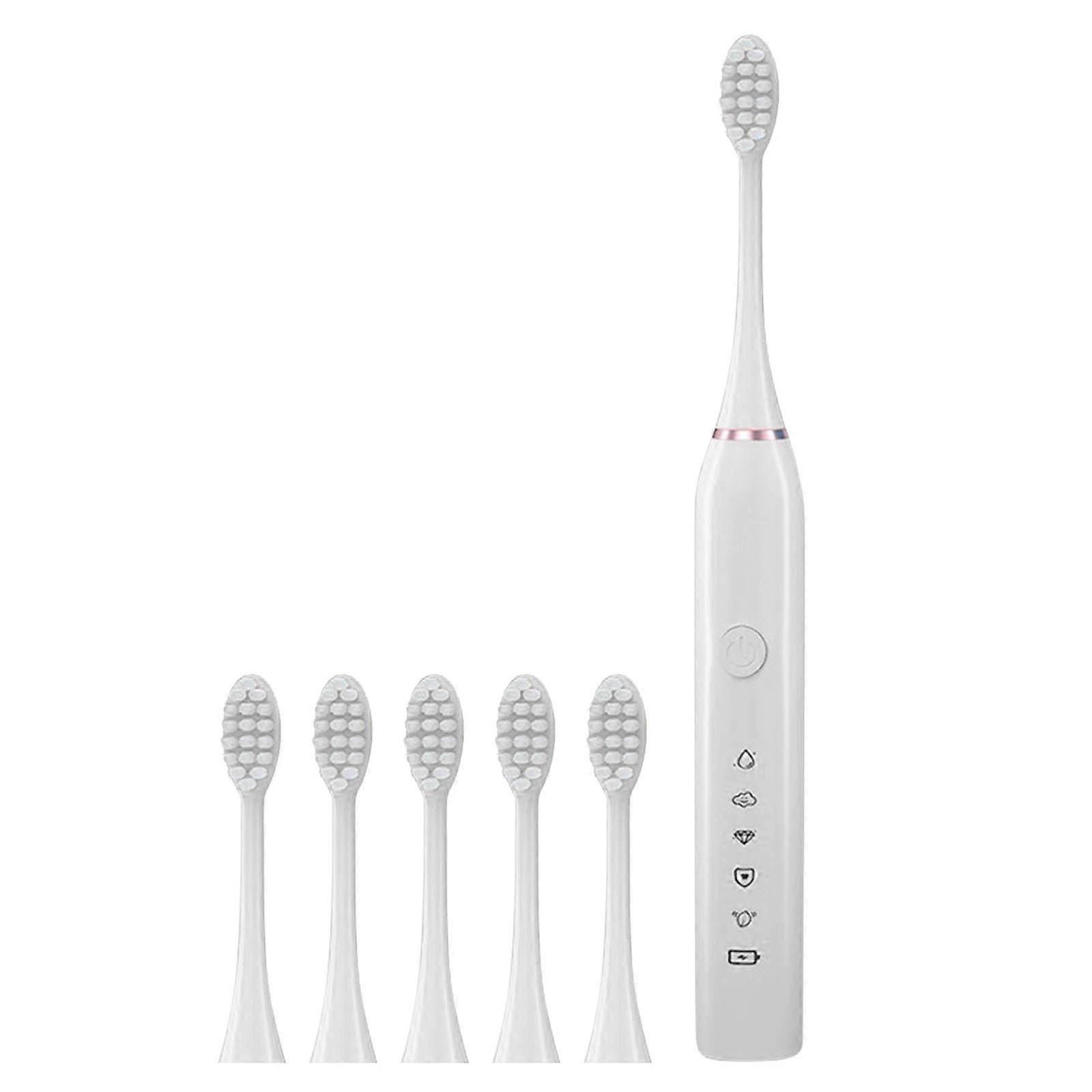Jacenvly New Years Decorations 2024 Clearance, 5-Mode Rechargeable Electric Toothbrush with Timer, USB Charger & Replacement Heads Set
