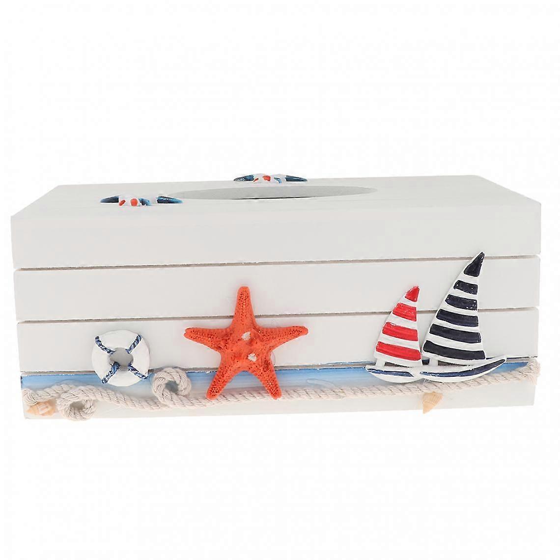 vintage mediterranean creative tissue box wooden sea shell tissue holder e