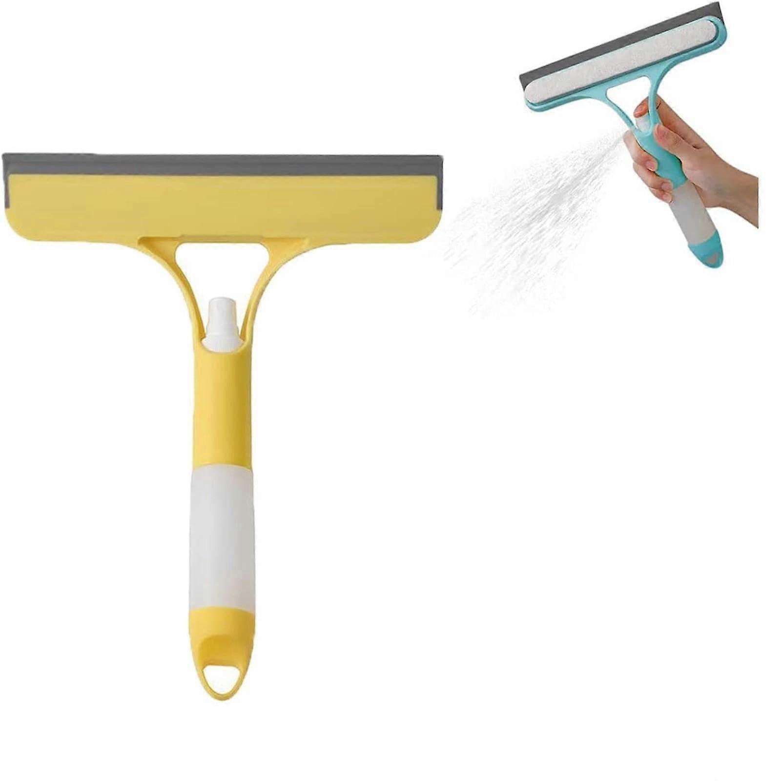 Window Cleaning Scraper 2025 Model With BuiltIn Spray Bottle Brush Spray Squeegee AllPurpose Cleaner Tool Yellow