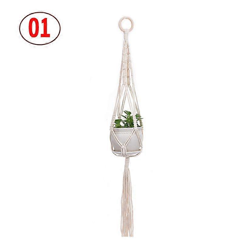 2st makramé växthängare vit handgjord bomullsrep inomhus utomhus hängande växtkruka