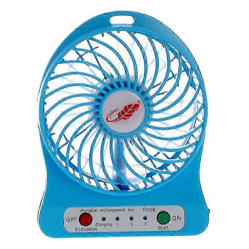 F95b Portable Usb Rechargeable 3-level Adjustable Mini Electric Fan With Led Light (blue)