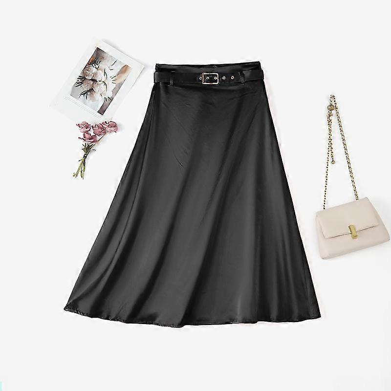 ZANZEA Womens Casual Solid Color Loose Satin Skirts