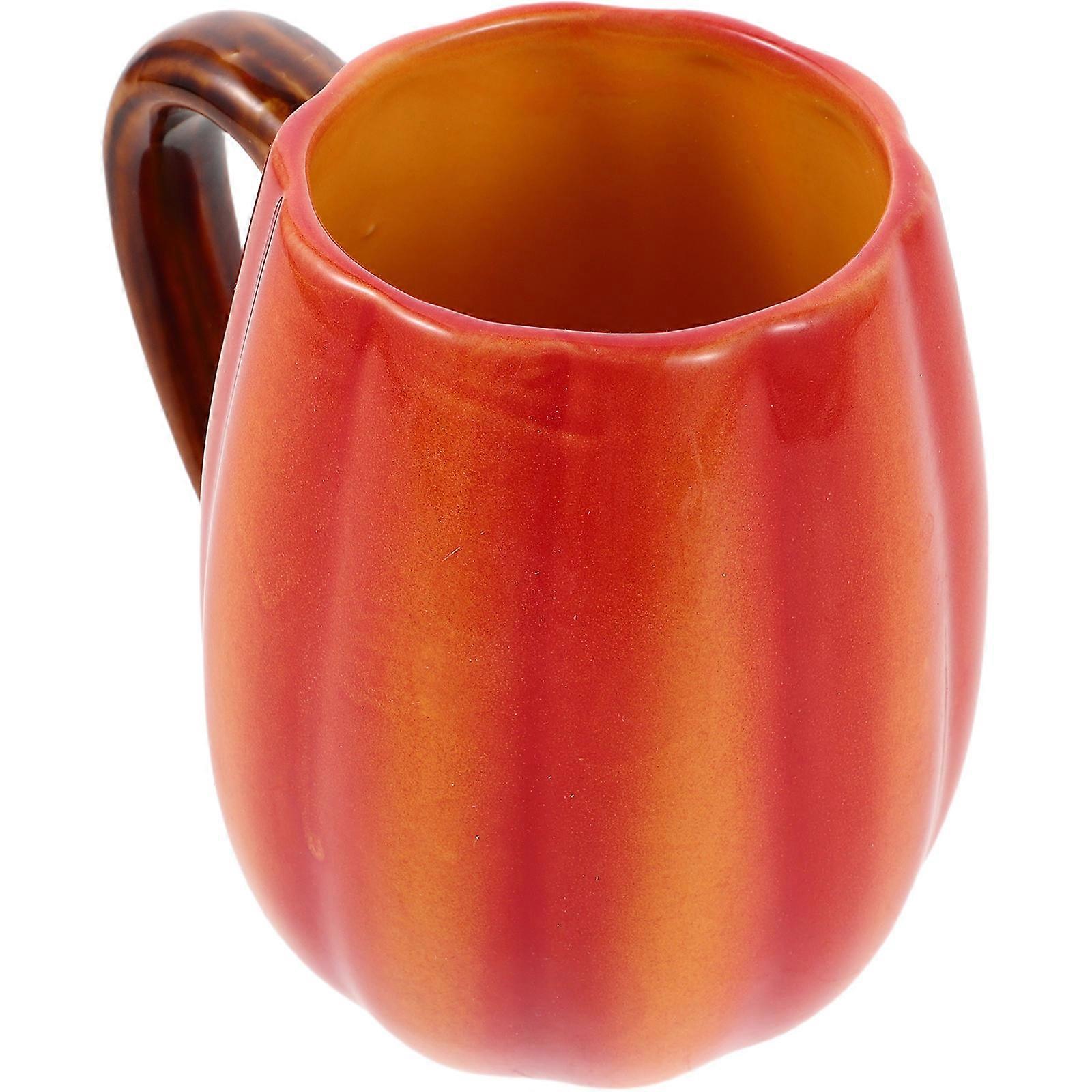 Orange Ceramic Pumpkin Mug for Tabletop Use Halloween Coffee Cup