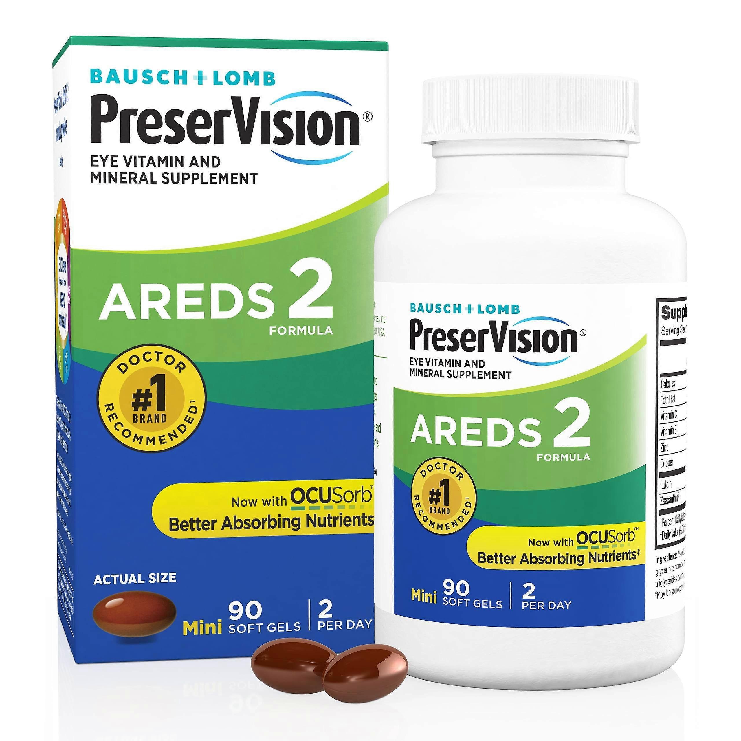 Preservision Areds 2 Formula + كبسولات هلامية متعددة الفيتامينات، 90 EA