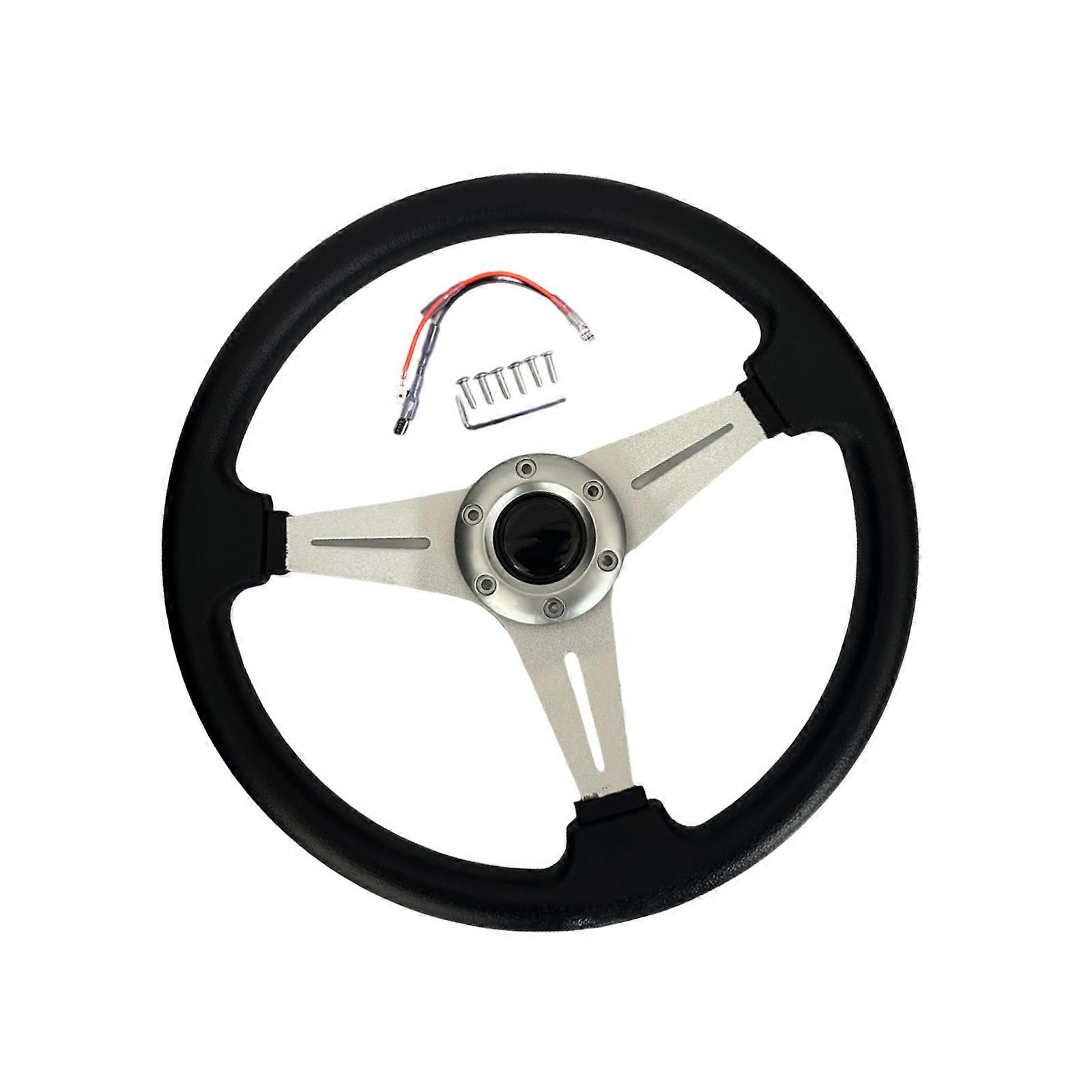 Universal PU Racing Steering Wheel Anti Wear Design With Strengthened Texture For Precise Vehicle Control  Silver