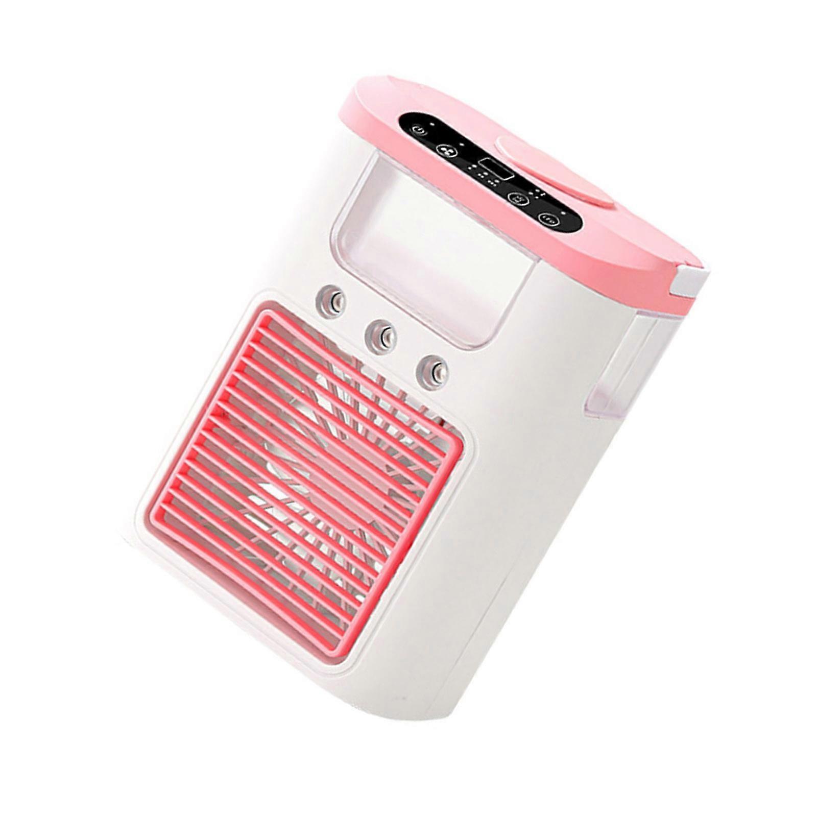 Portable Air Conditioner Air Cooling Fan Conditioning With LED Light Mini Conditioner With 3 Speed For Bedroom  Pink