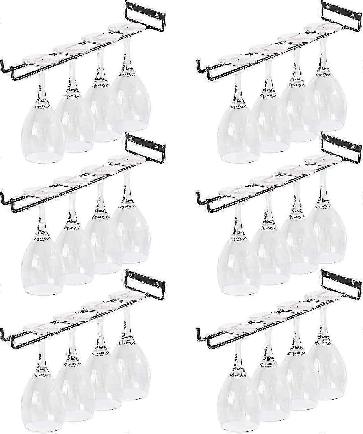 6-pack Wall-mounted Wine Glass Rack - 30cm Shelf For Stylish Bar And Kitchen Display