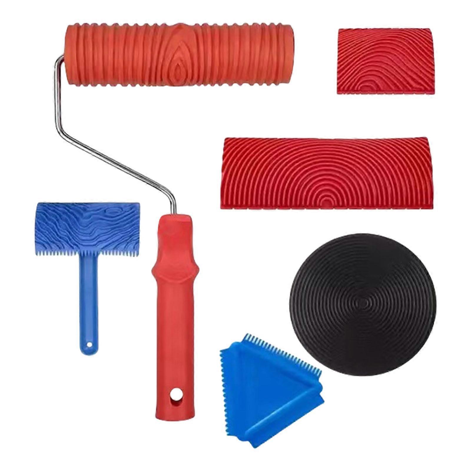 Practical Efficient Painting Tool Set With Sturdy Plastic Rollers and Frame Convenient for Wall and Ceiling Surfaces Multicolor