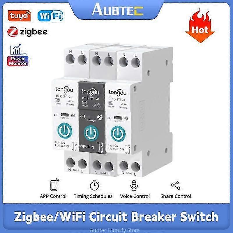 TUYA Zigbee/WiFi Smart Circuit Breaker Switch With Metering 1P 63A 90V-240V