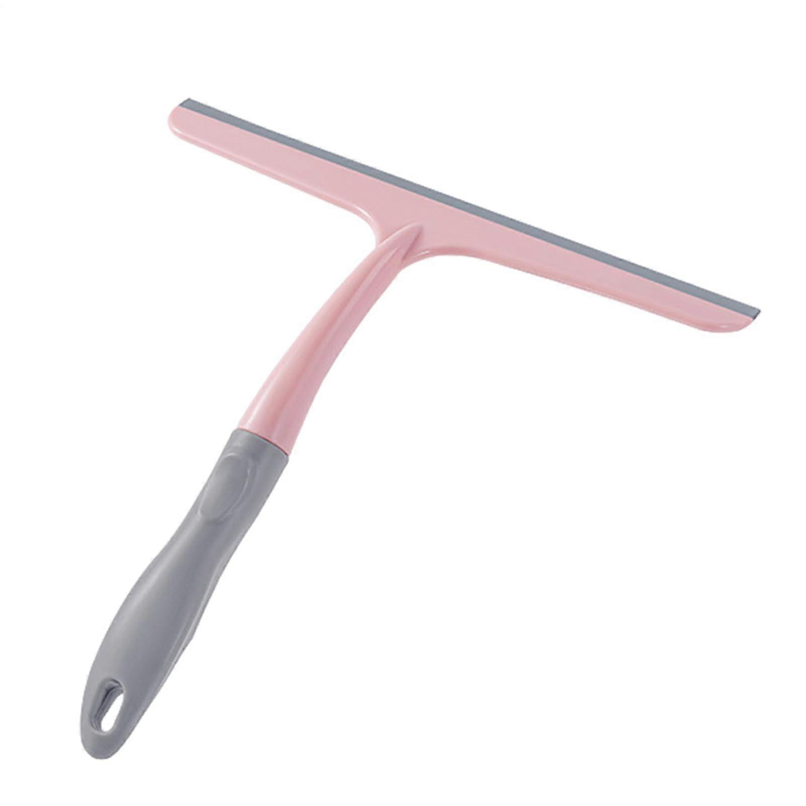 Glass Squeegee Cleaner with Ergonomic Handle – Streak Window, Shower, Mirror & Car Wiper Rubber Blade Pink