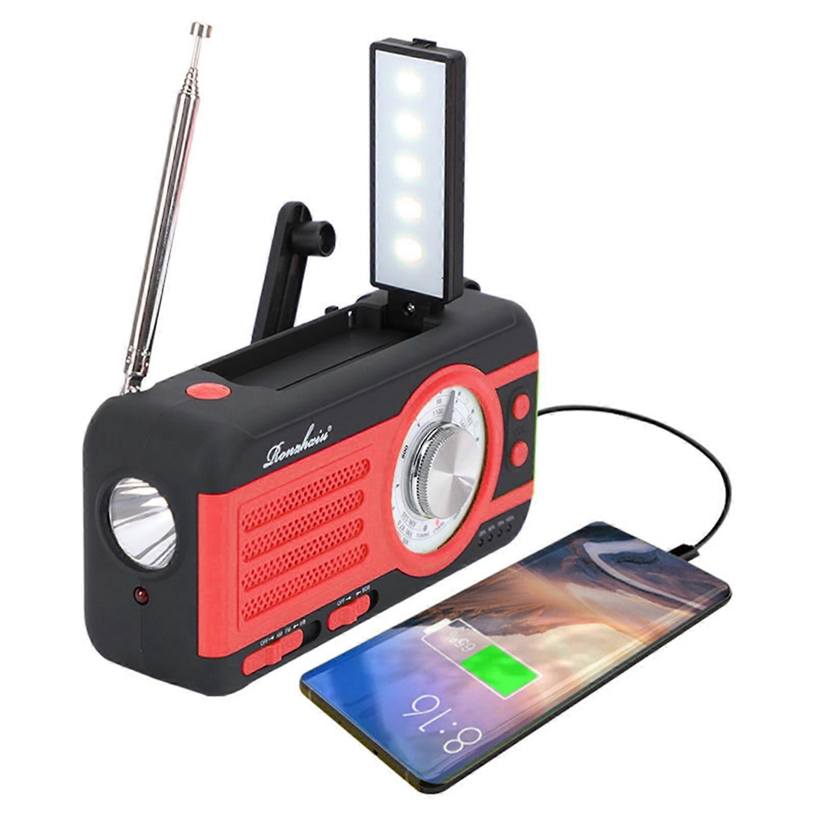 Clearance! Multi-functional hand-cranked radio with solar charging, Bluetooth speaker, flashlight & power bank; compatible with outdoor emergency