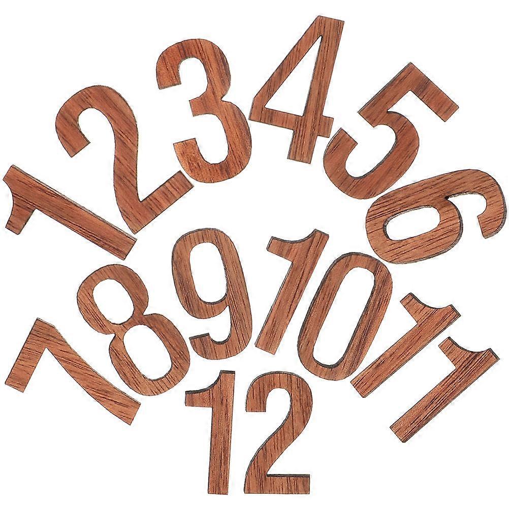 Clock Number Diy Wall Clock Replacement Parts for Home Decor Brown Wood Material with Time Display Function 12Pcs