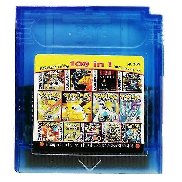 Game Boy Color Cartridge 61 In 1 (Multi Cart For Gameboy, GBC) Or 108 Games In 1 DB 108 in1 Blue