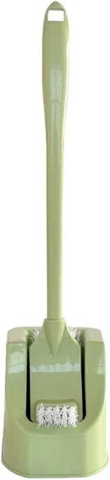 Toilet Brush Set with Holder – 360° No Dead Angle Bristles, SpaceSaving PP for Bathroom, Dorm, Office (Green)