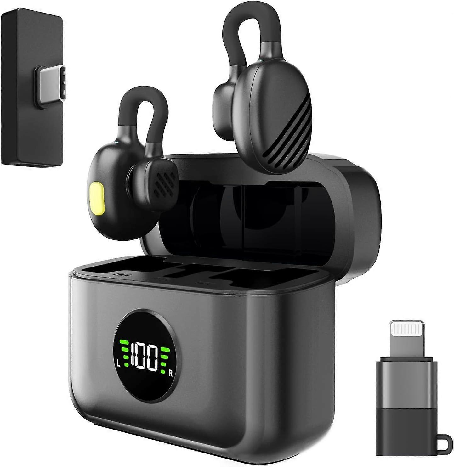 Wireless Microphone, USB C Lavalier Microphone, Noise Reduction,Long Battery Life with Charging Case