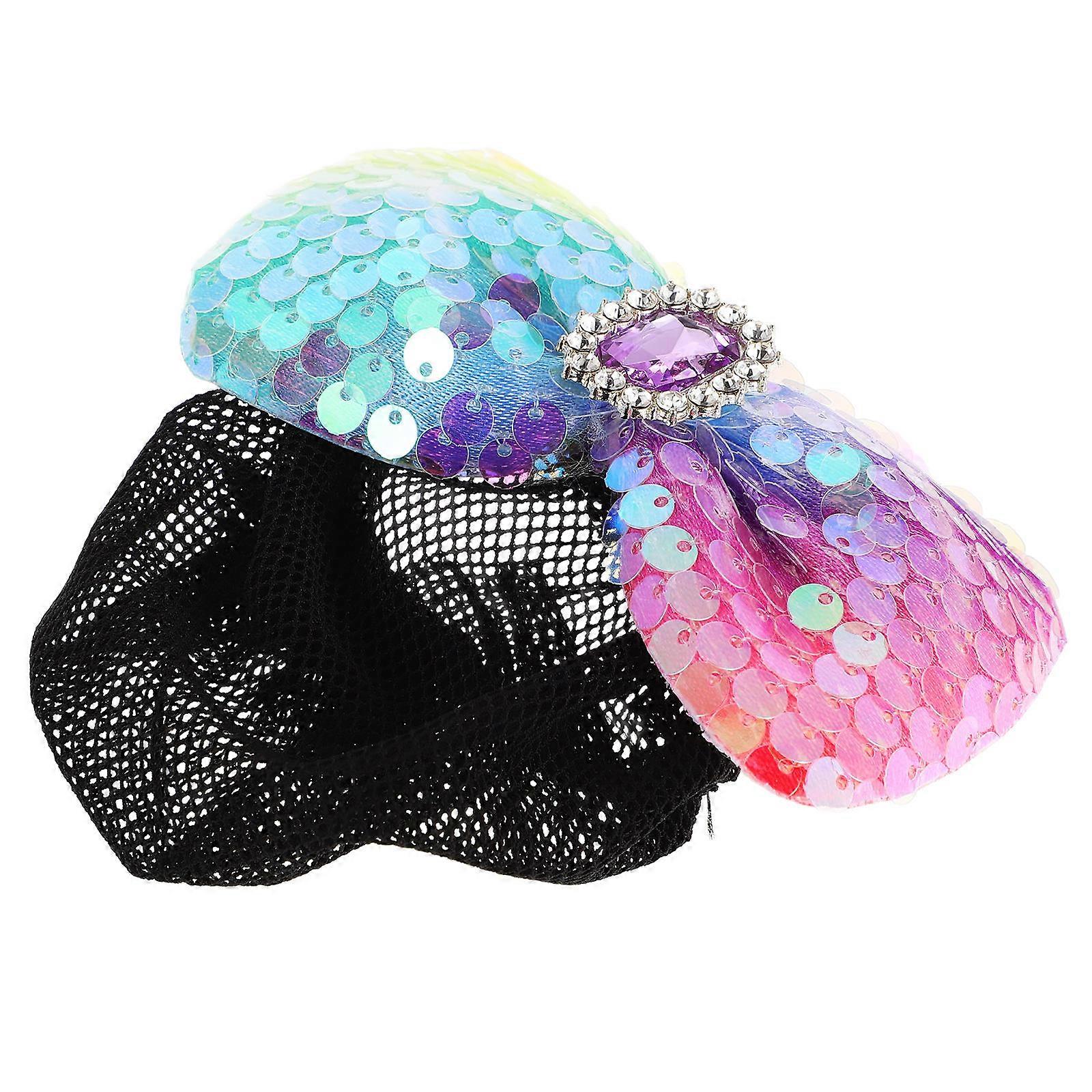 Sequin Hair Net For Girls Dance Fabrics Ballet Performances Secure Fit Multi Color 1Pcs