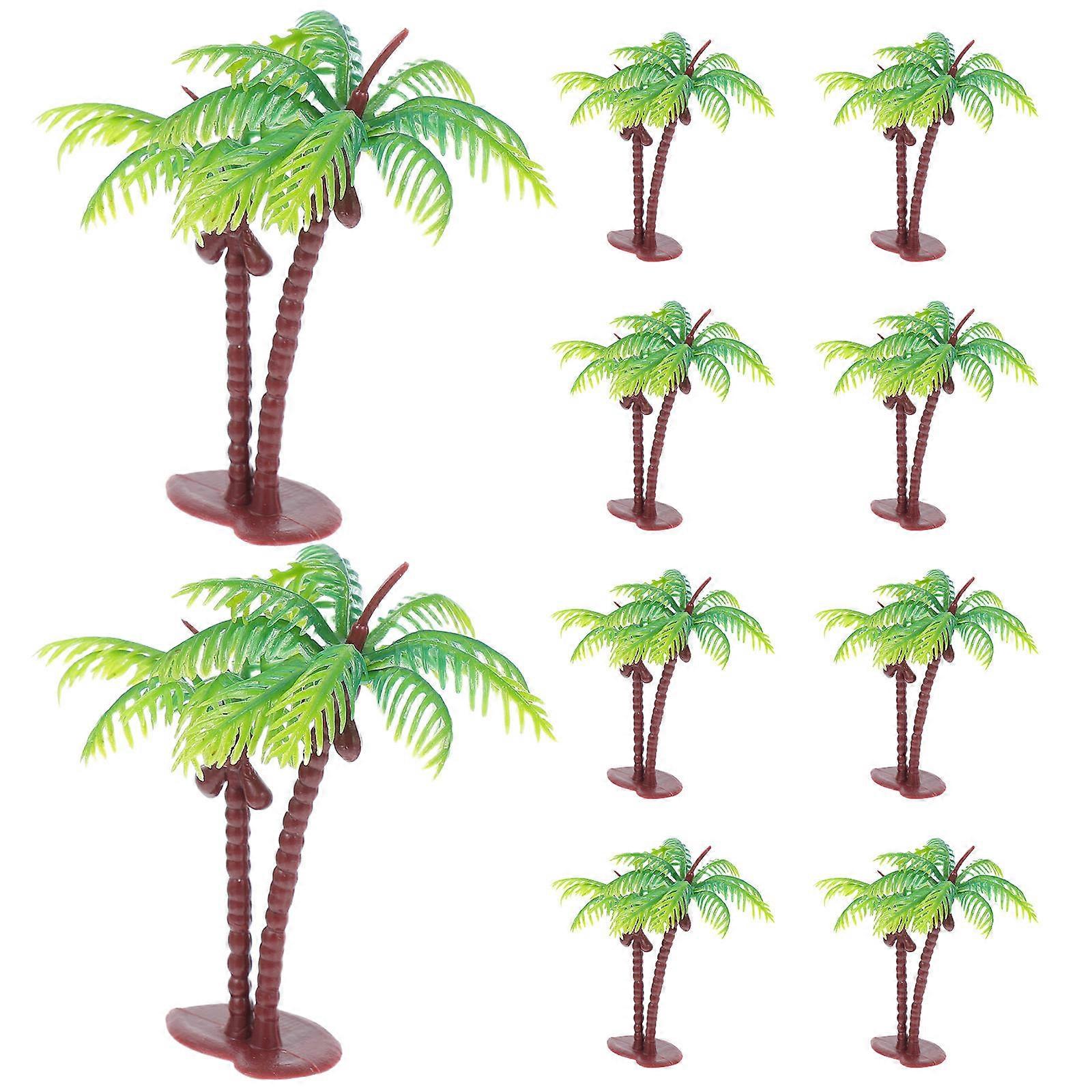 Artificial Mini Coconut Tree Prop for Decoration 10Pcs Green Plastic