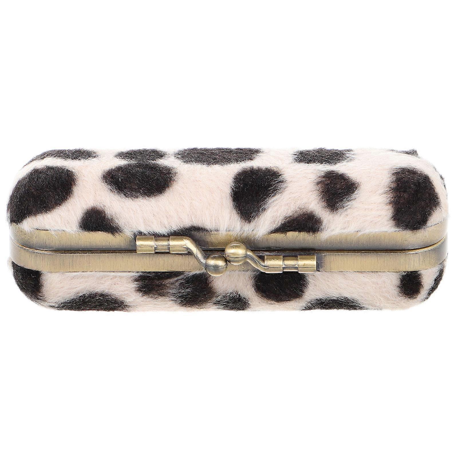 Leopard Lipstick Case Holder with Mirror for Storage Use Elegant
