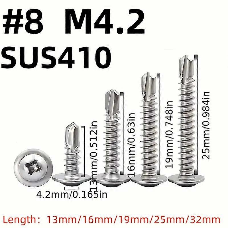 # Vis autotaraudeuses pour t?le, 8 M4.2, t��te en treillis en acier inoxydable 410, haute r��sistance, taraude rapide, Tek, tours vers le m��ta