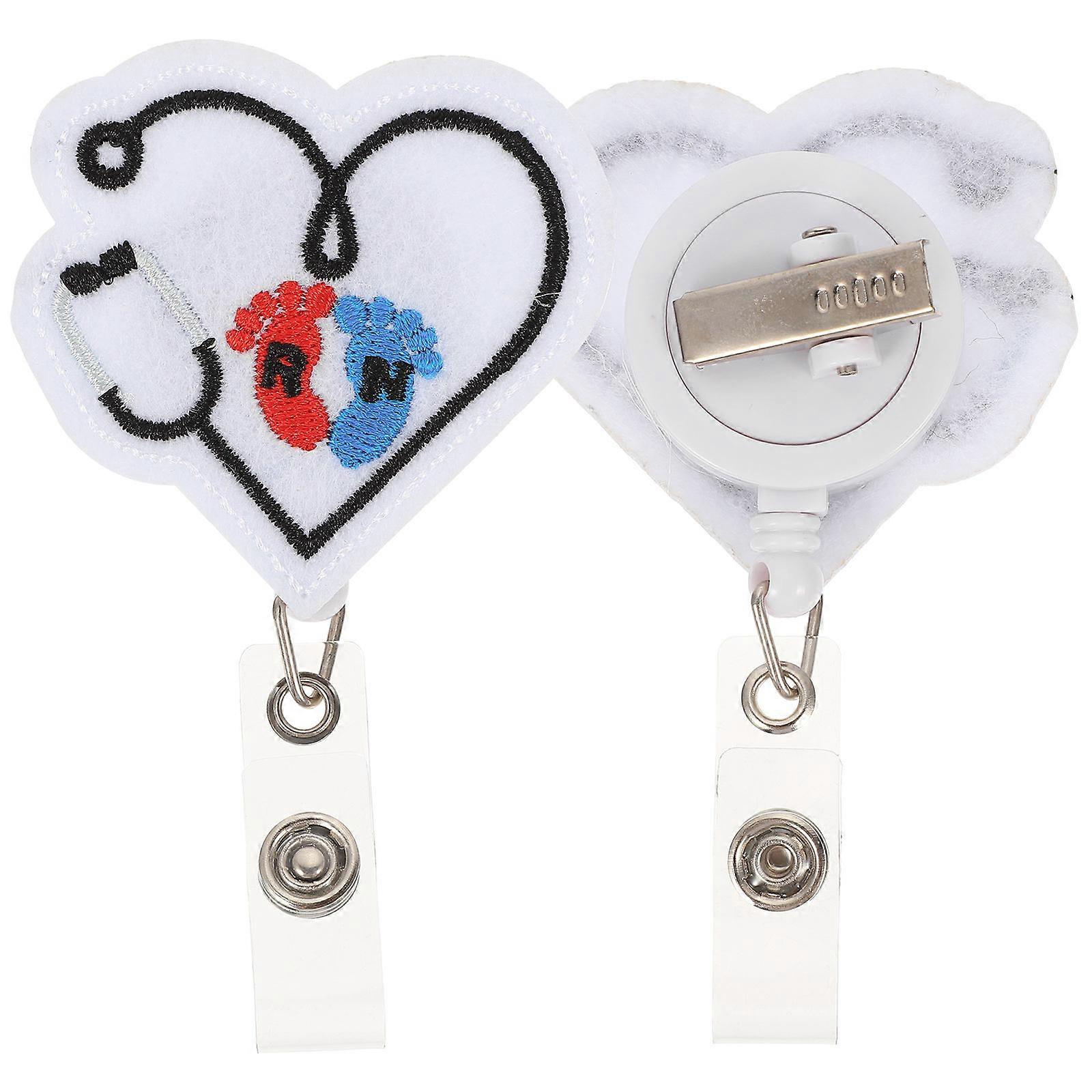 Fall Badge Reel with Rotatable Heart Shape for Daily Use in Assorted Colors, Felt Material, 2 Pieces