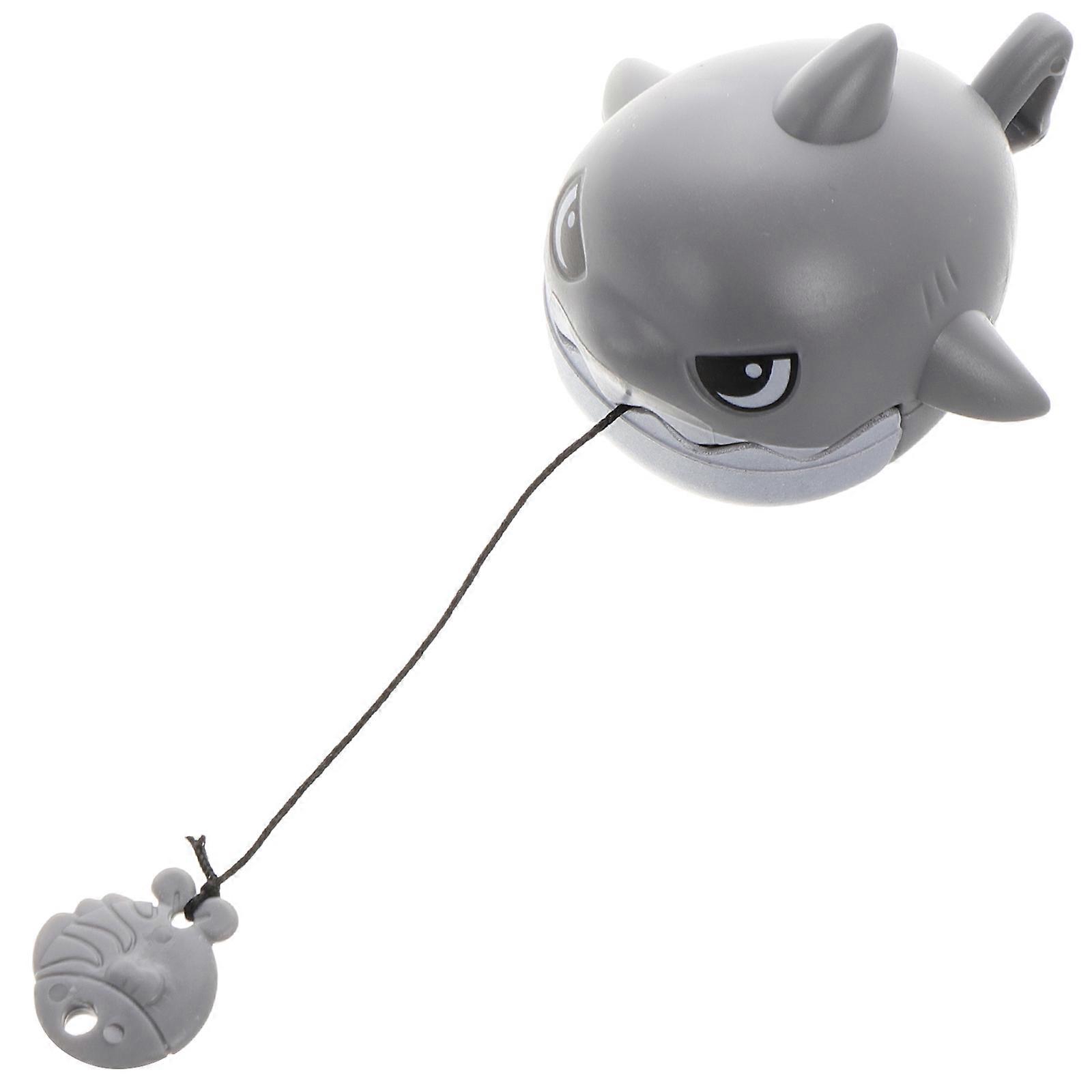 Creative Pull String Shark Toy Vibration Mini Plaything Durable Plastic Grey For Playing 3.5 Inches