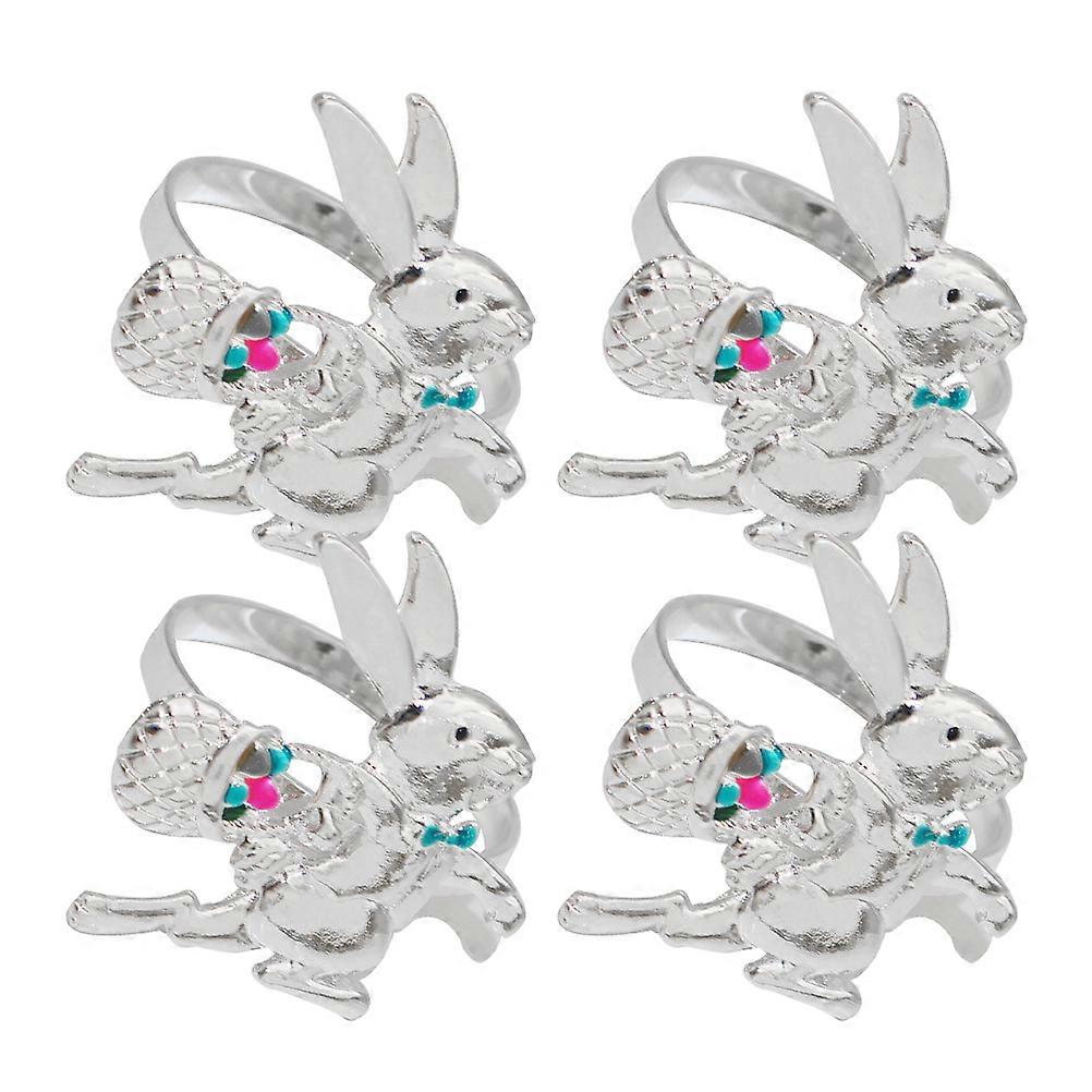 Easter Bunny Napkin Rings Set for Spring Dinner 4Pcs Napkin Holders