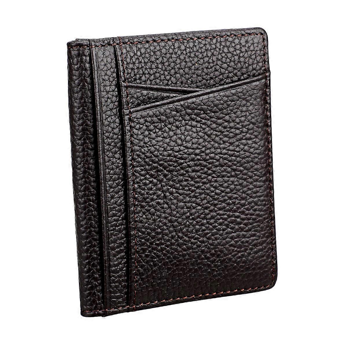 Soft Genuine Leather Slim Mini ID Holder Card Case Front Pocket Leather Wallets
