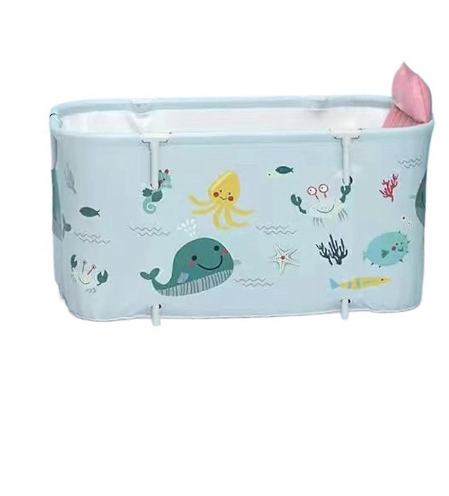 Foldable Bath Tub For SpaceSaving Large Rectangular Adult Folding Bathtub Blue For Home Use