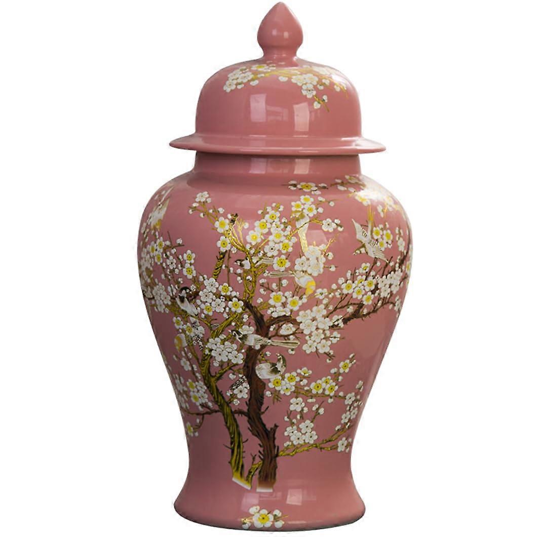 Ginger Jar with Lid Chinese Style Porcelain Vase Elegant Home Decoration Temple Jar S(M), M