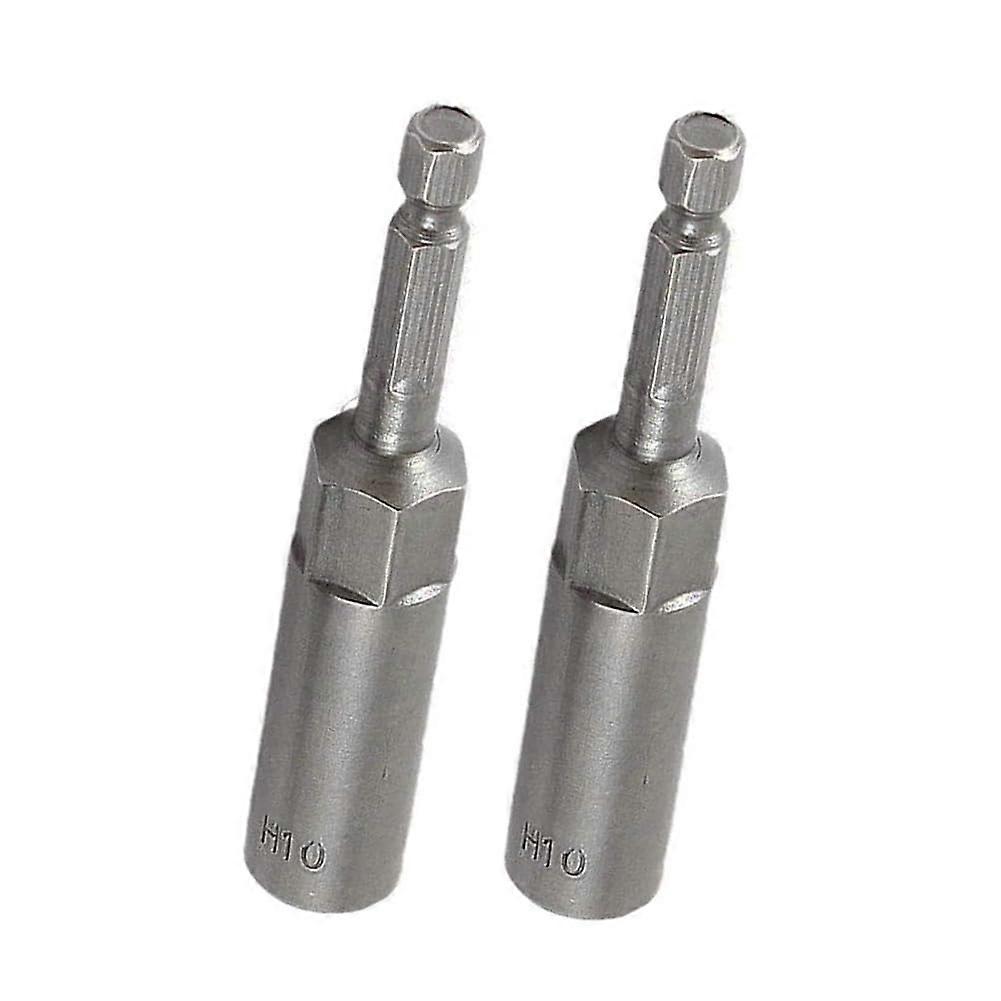 10mm Hex Magnetic Nut Driver Bit Set 1/4 Inch Shank 80mm Chrome Vanadium for Power Tools 2pcs
