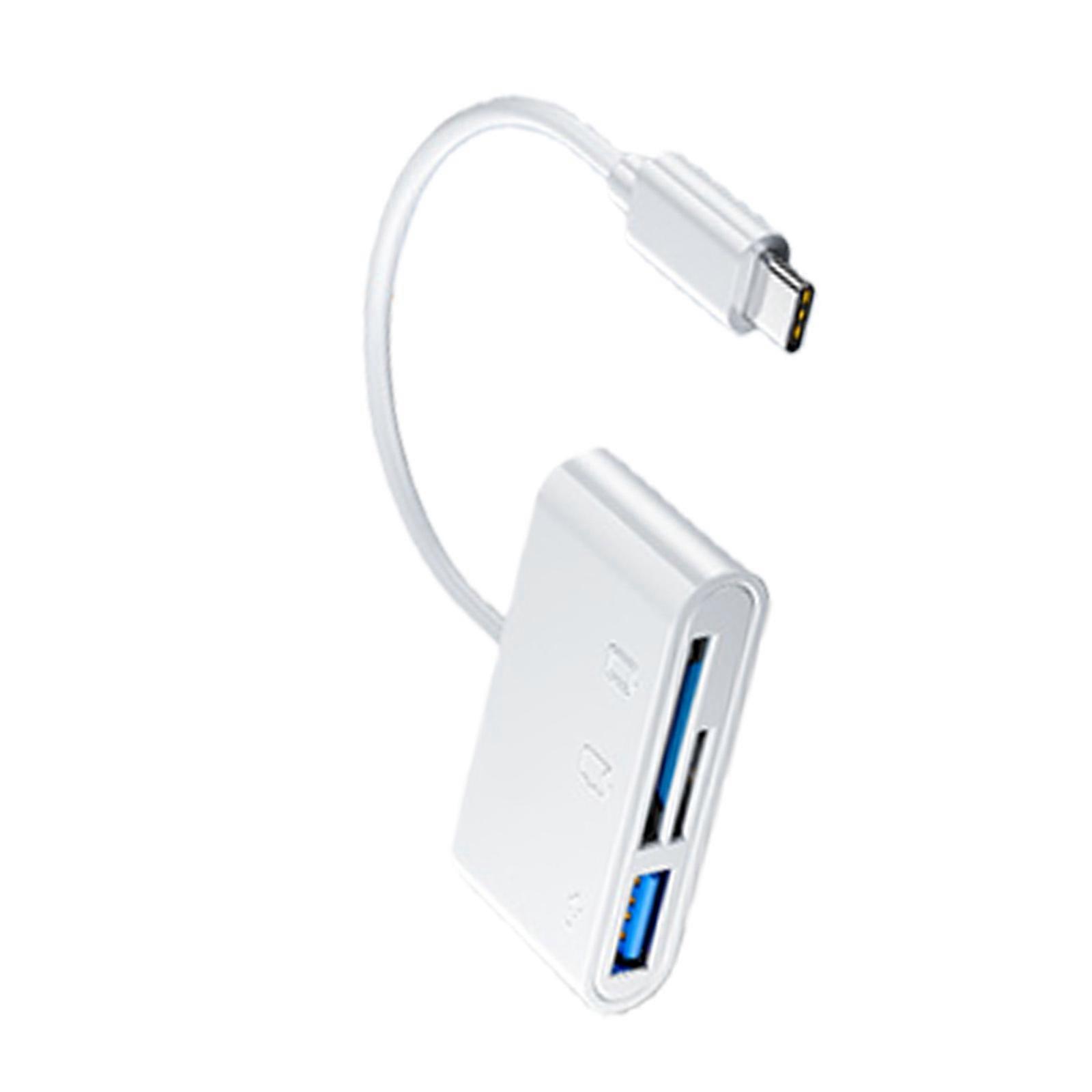 3 Slot USB C Card Reader for PC Card Reader for Mobile Phone Camera Card Reader Simultaneously Read  White