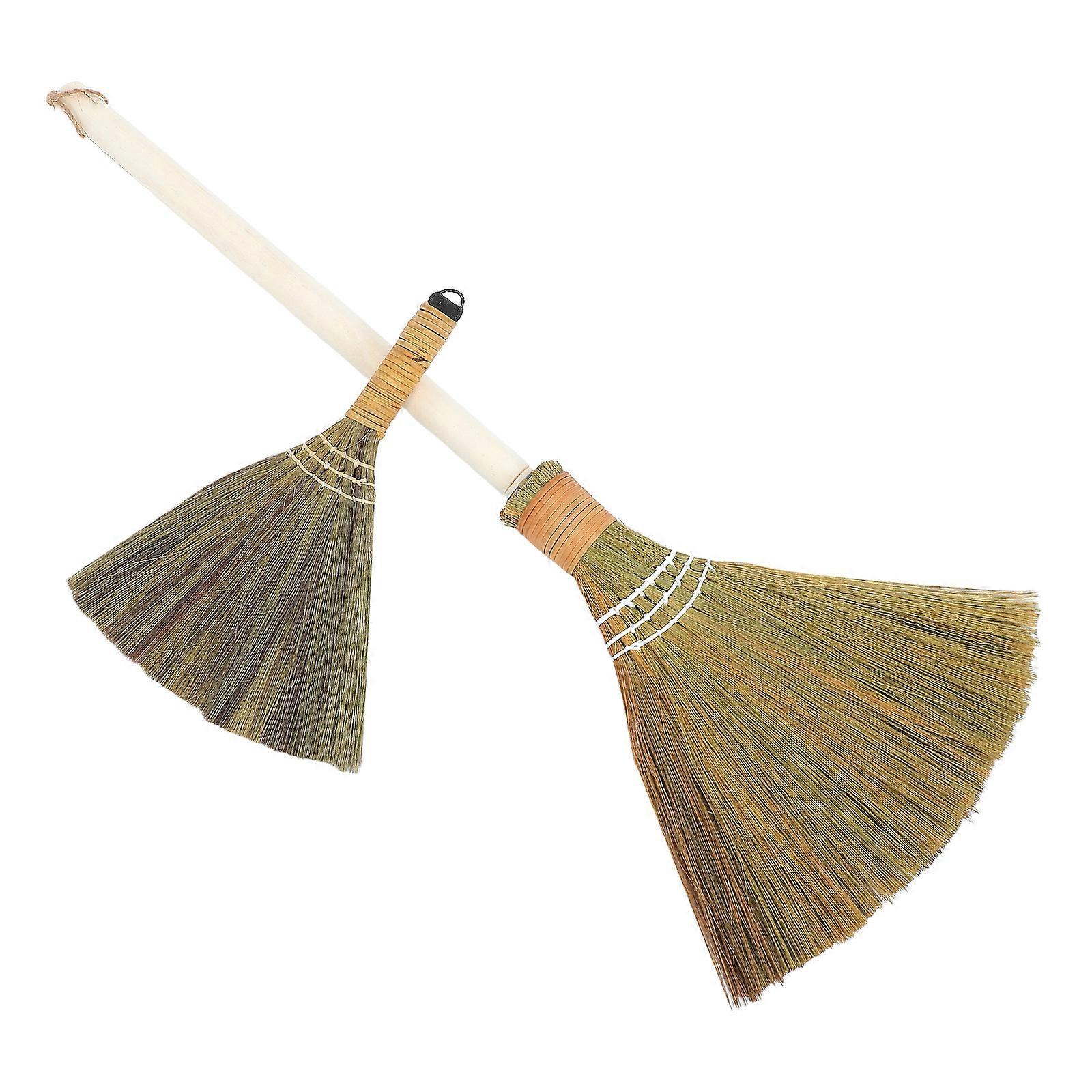 Natural Straw Broom for Home Removal 2Pcs Set