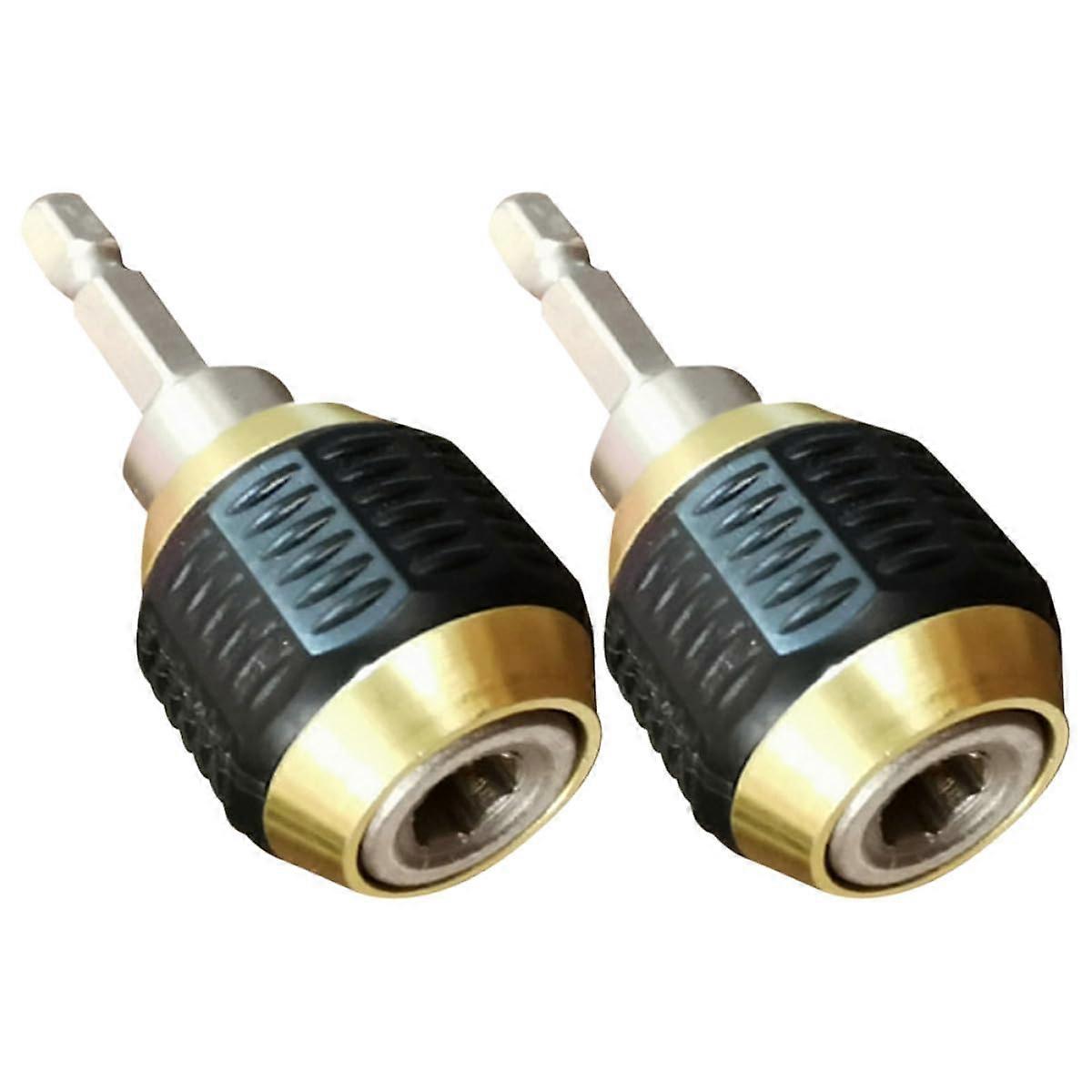 2Pcs 1/4 Inch Quick Release Drill Chuck Adapter with Hex Socket Extension for Impact Drivers