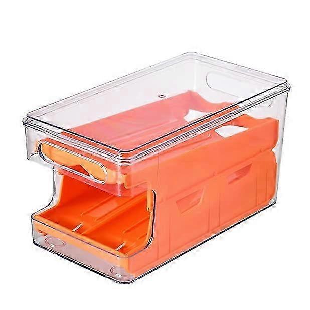 25-26 Doublelayer egg holder Slide design for refrigerator, transparent storage box for kitchen, spacesaving egg storage solution