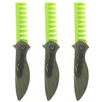 3pcs Folding Hair Comb for Men - 3 in 1 Wide Tooth Beard & Oil Head Styling Comb - Portable Pocket Brush for Travel Daily Grooming Barber Use