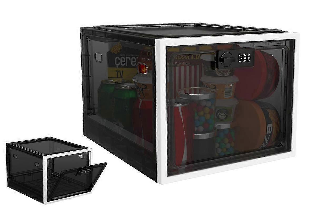 26-27 Storage Box Safe Lockable Refrigerator Bins -Black