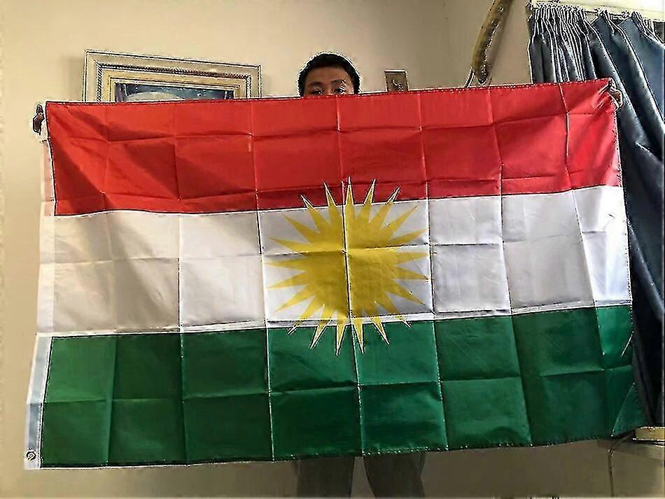 Kurdish National Flag for Decoration, 90x150cm Polyester Hanging Flag