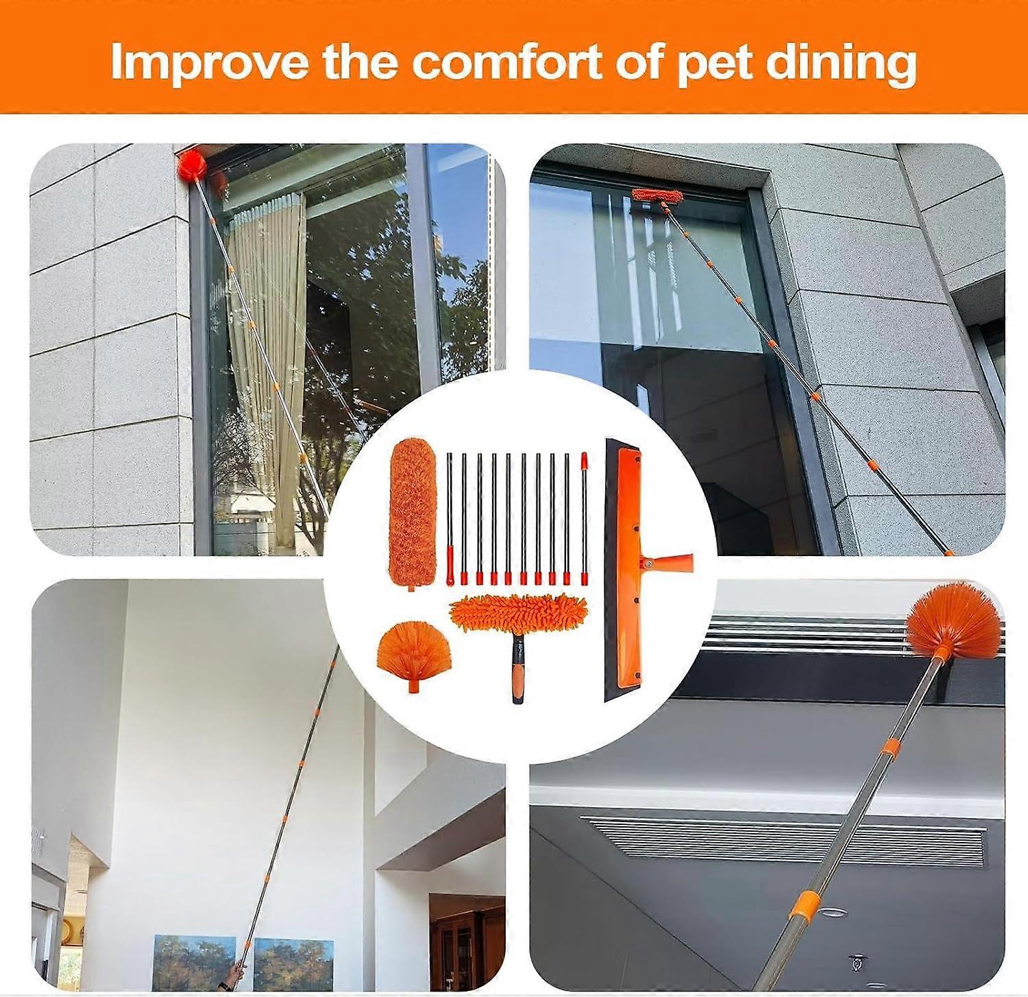 Ceiling Fan Duster with Extendable Long Handle and Washable Microfiber Head for  Ceilings Orange