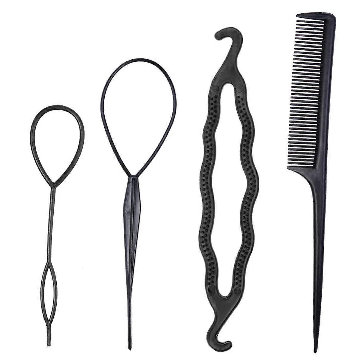 Hair Bun Maker and Braid Styling Kit 4pcs Durable Tools for Quick Updos Home and Salon Use