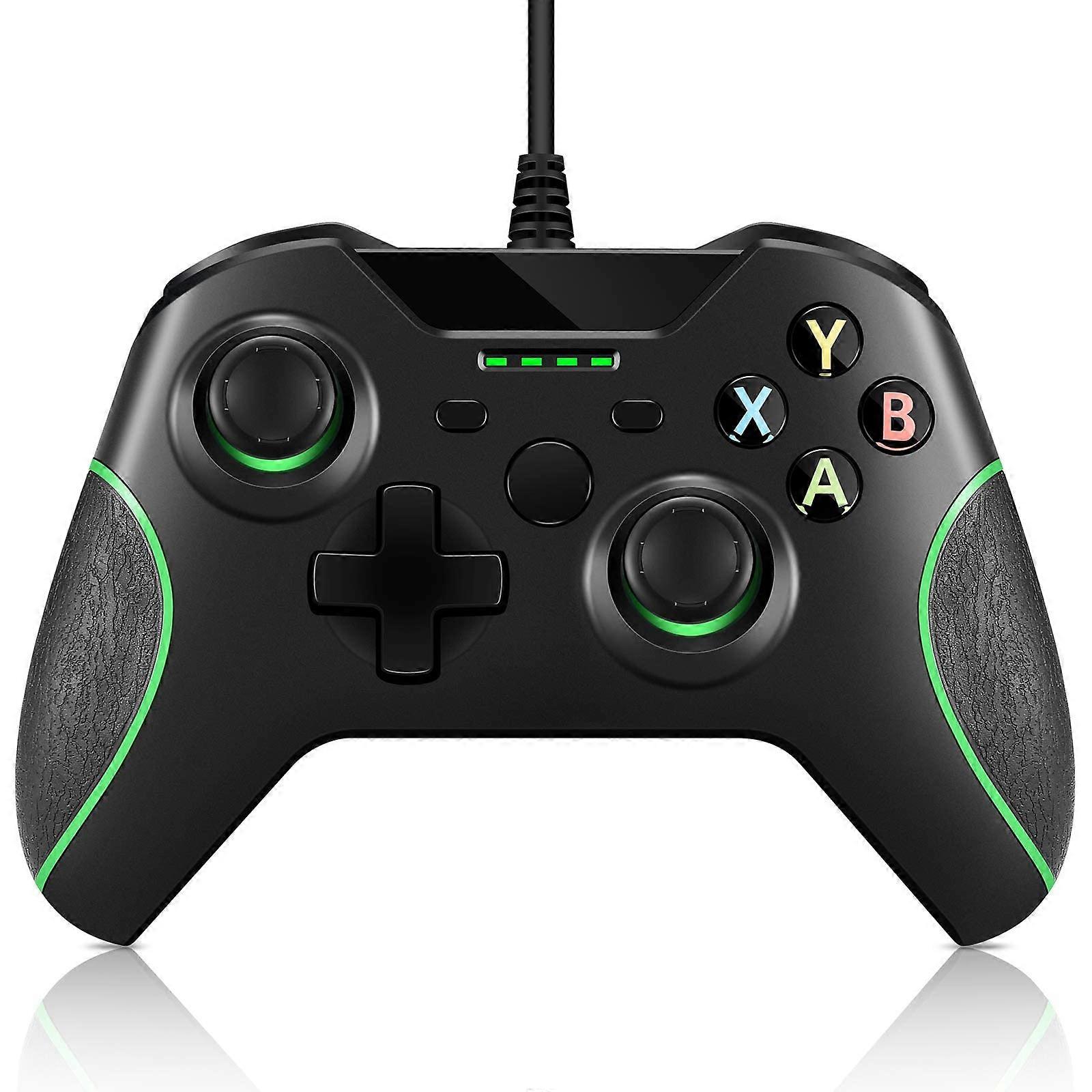 Wired Controller with Dual Vibration and Audio Jack for Xbox One S X PC Windows Black Renewed