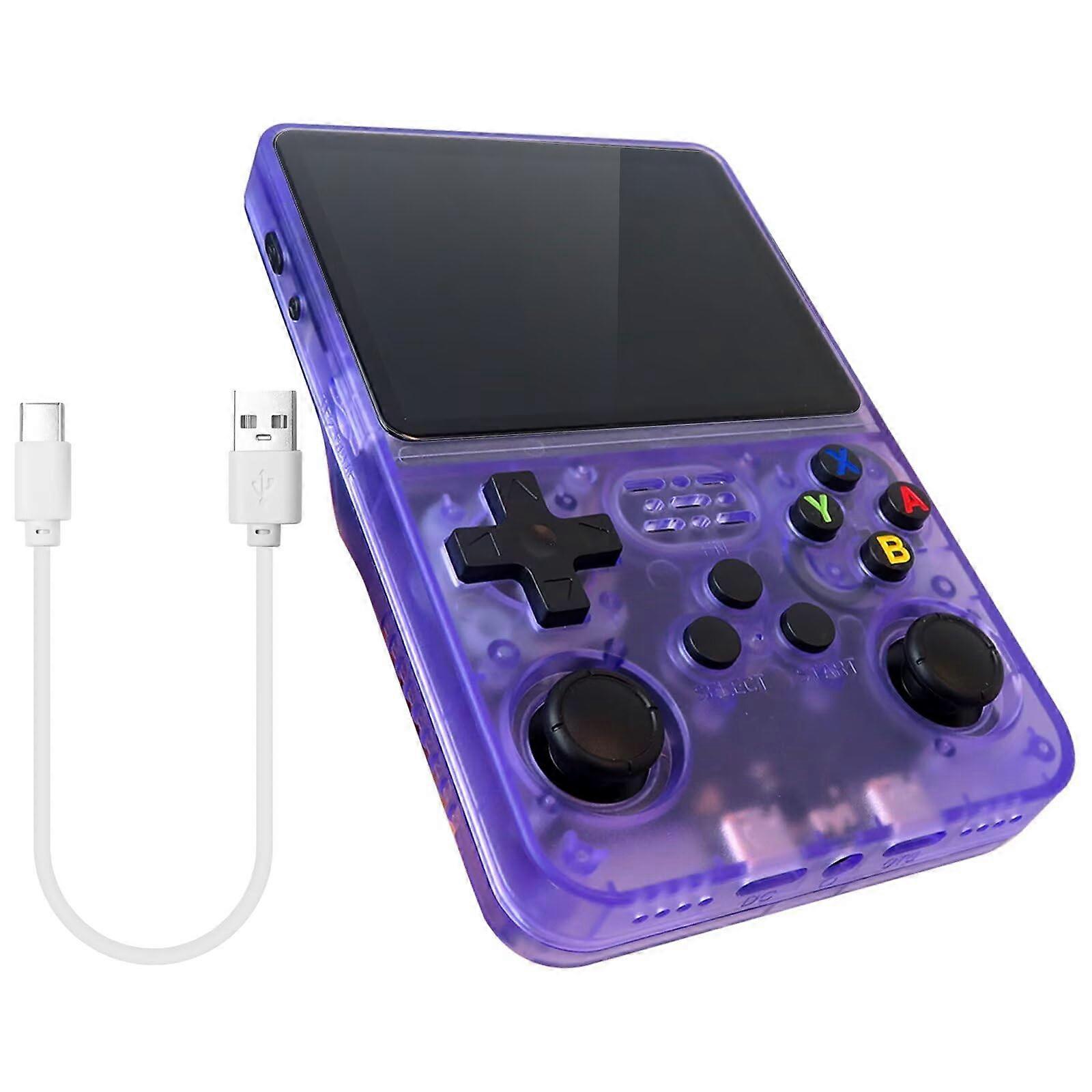 R36S Retro Handheld Game Console 3.5' IPS Display Open Source Linux Emulator Builtin 15000 Games 128G Purple
