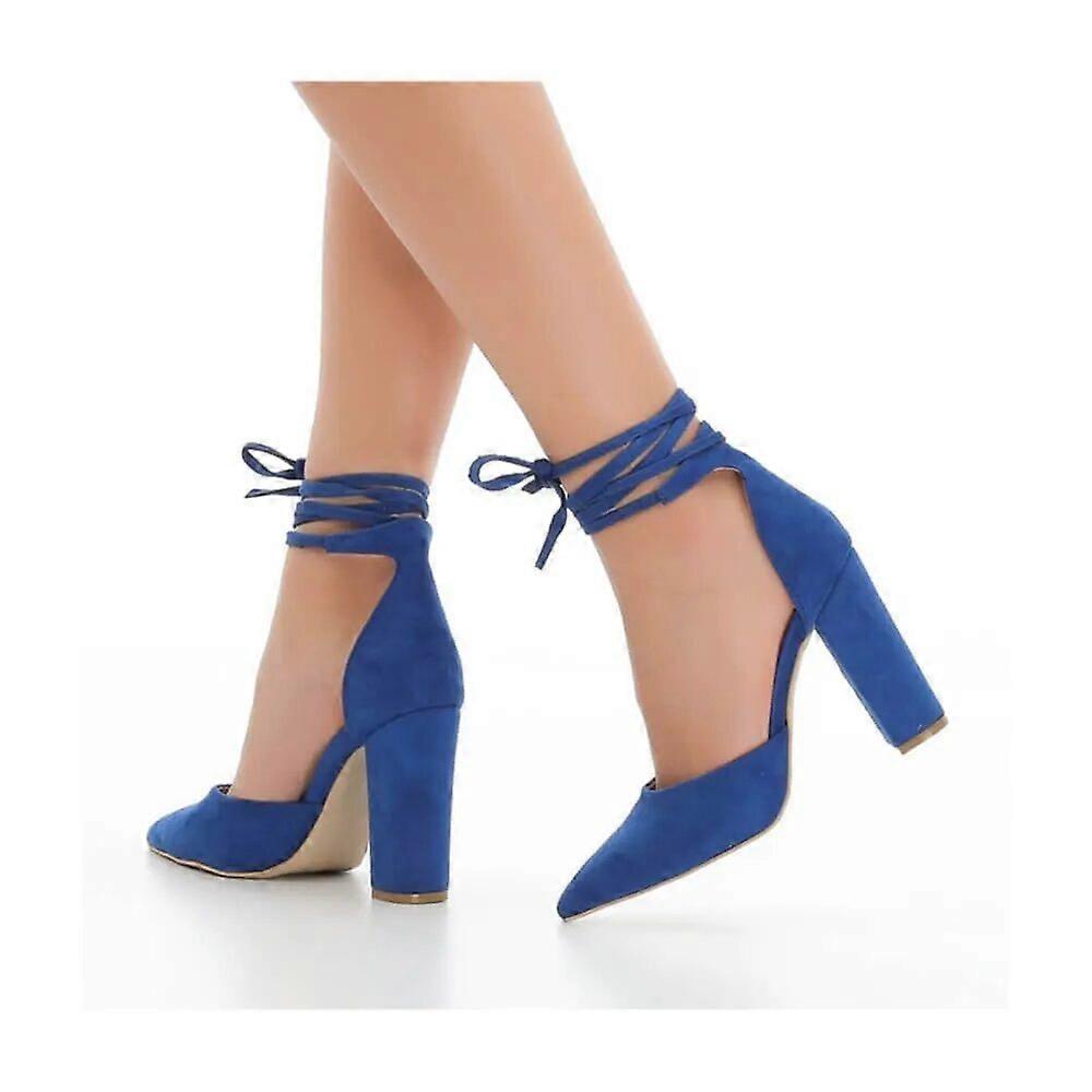 Blue Ankle Strap Heels for Women RA-040