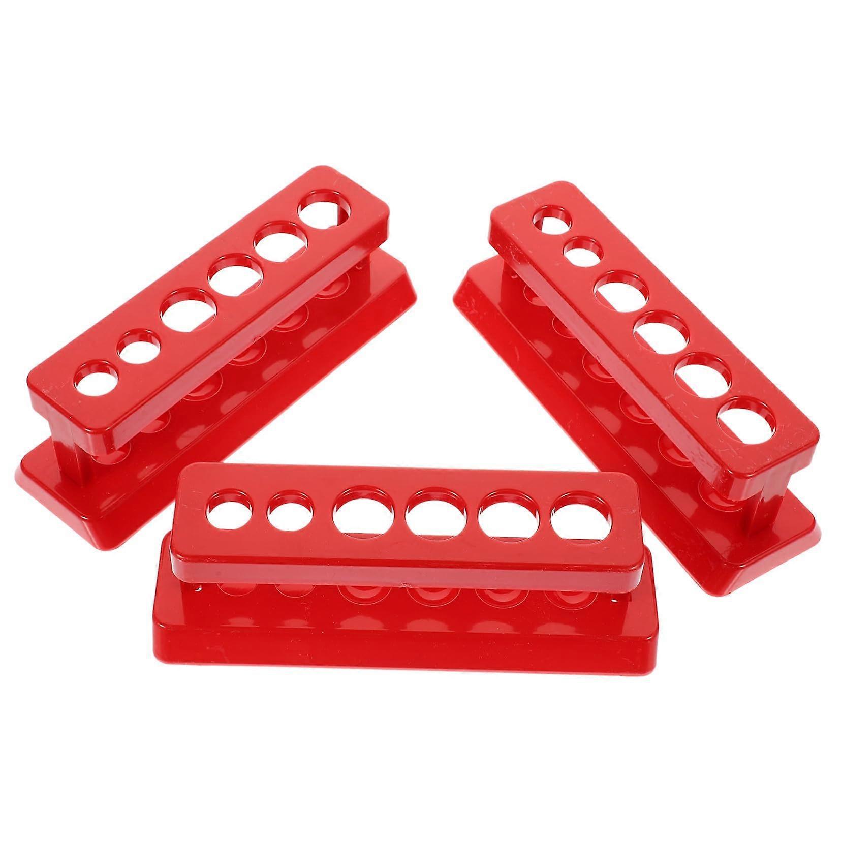 3 Pcs Plastic Test Tube Rack Holder for Laboratory Science Experiments and Safe Storage Red