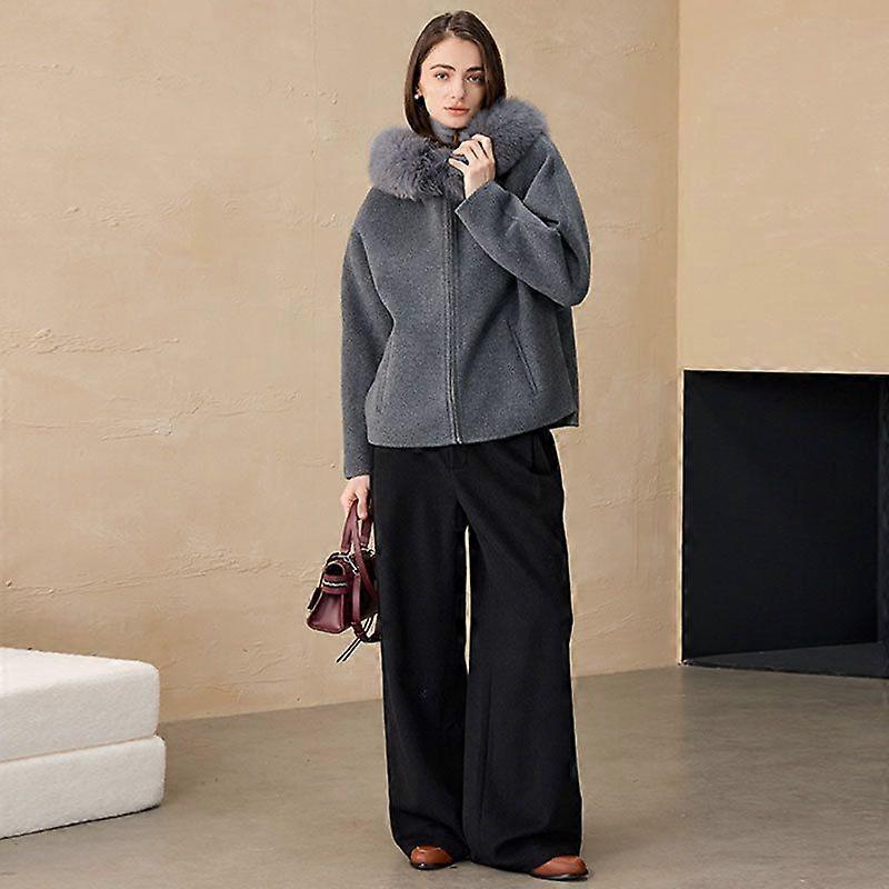 Fall/Winter Hooded Coat with Fox Fur Collar Casual Jacket