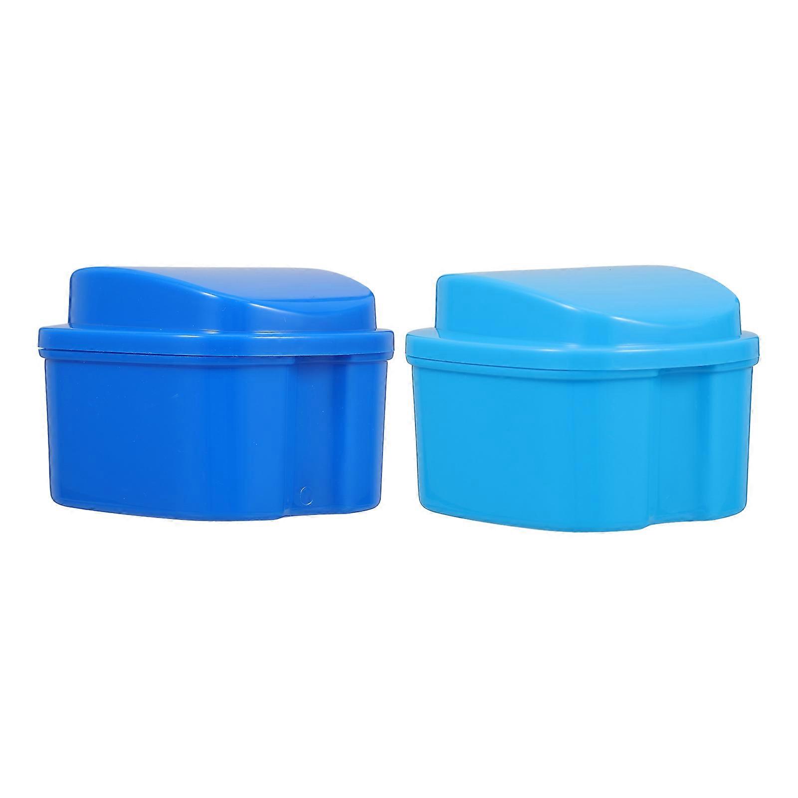 PP Denture Storage Case for Retainer Cleaning 2Pcs Portable Plastic Box