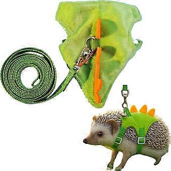 Justerbar igelkottsele och koppel med säker klocka, dinosaurieformad selekoppel för träning och lek, hamsterkläder för iller, marsvin