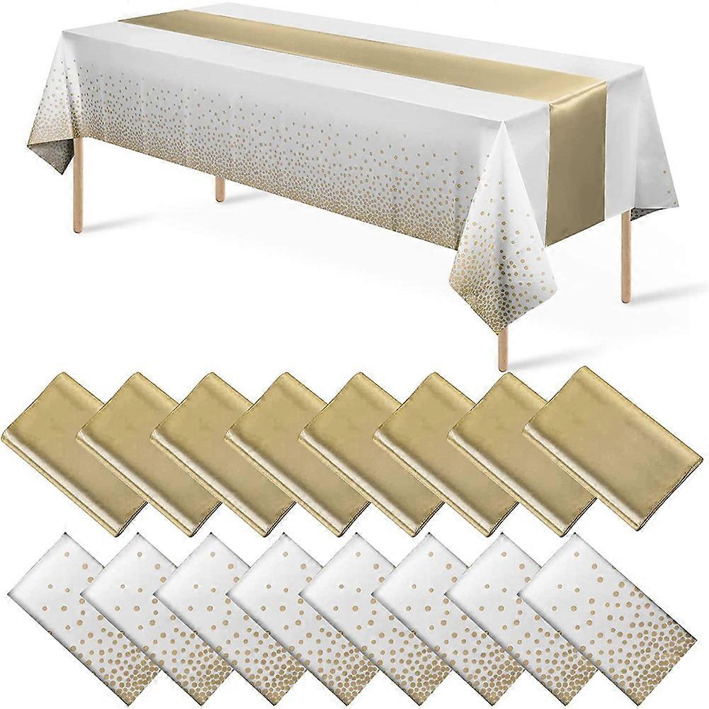 Disposable Plastic Tablecloths Satin Table Runner Set Dot Tablecloth Satin Table Runner for Party,A