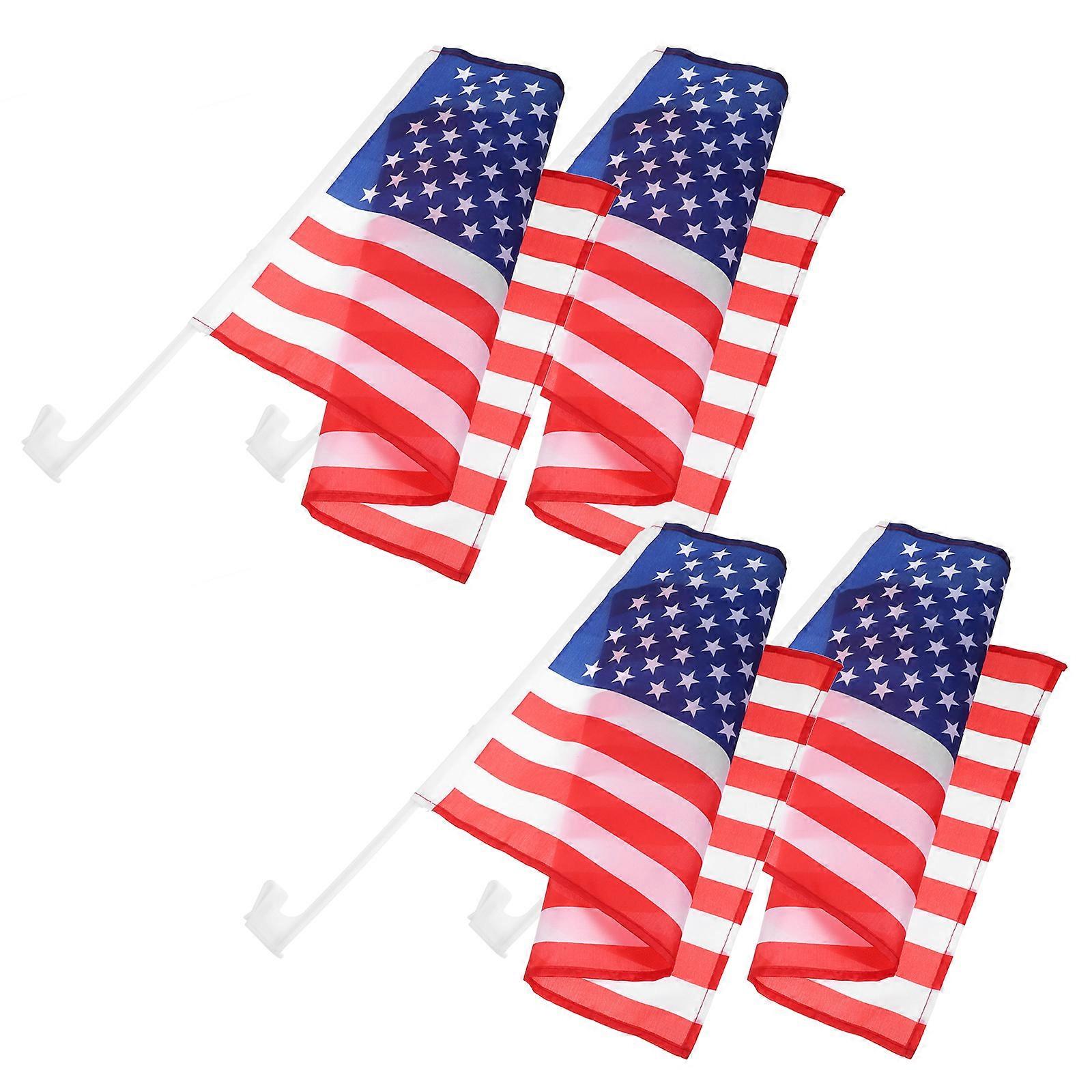 Decorative Car Flag for Decoration 4Pcs American Flag Window Clips