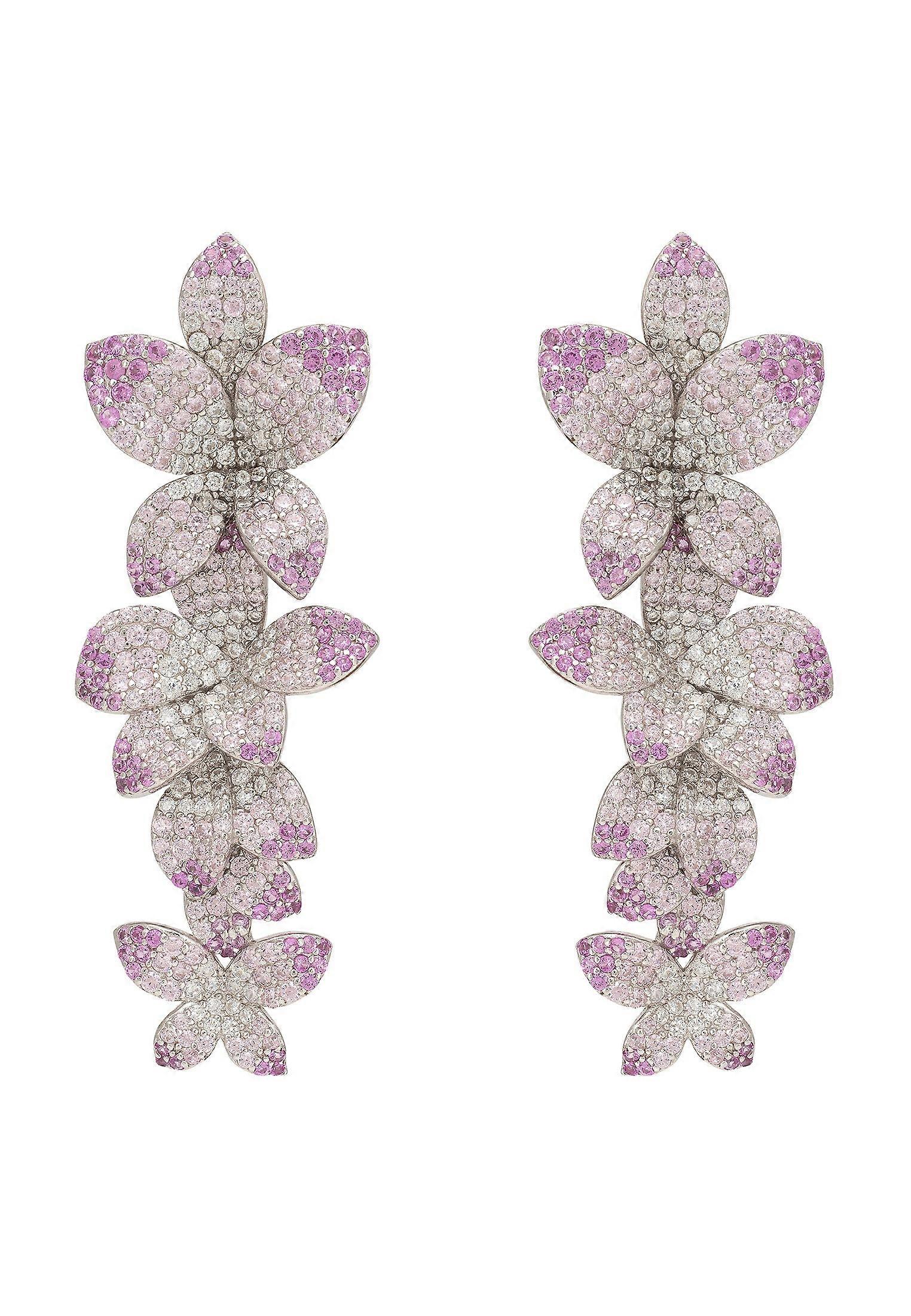 Cherry Blossom Drop Earrings Pink Silver